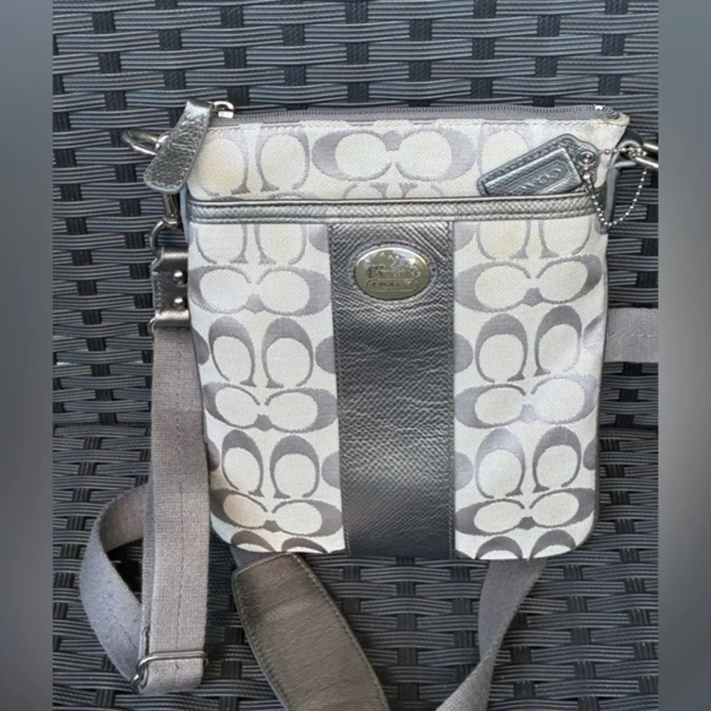Coach Silver and Gray Signature Crossbody Bag